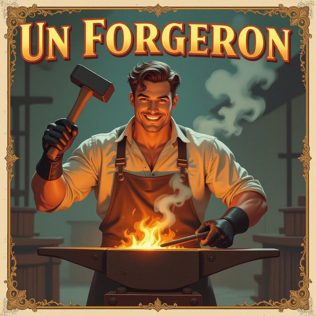 Vintage Blacksmith Advertisement in Sepia Tones