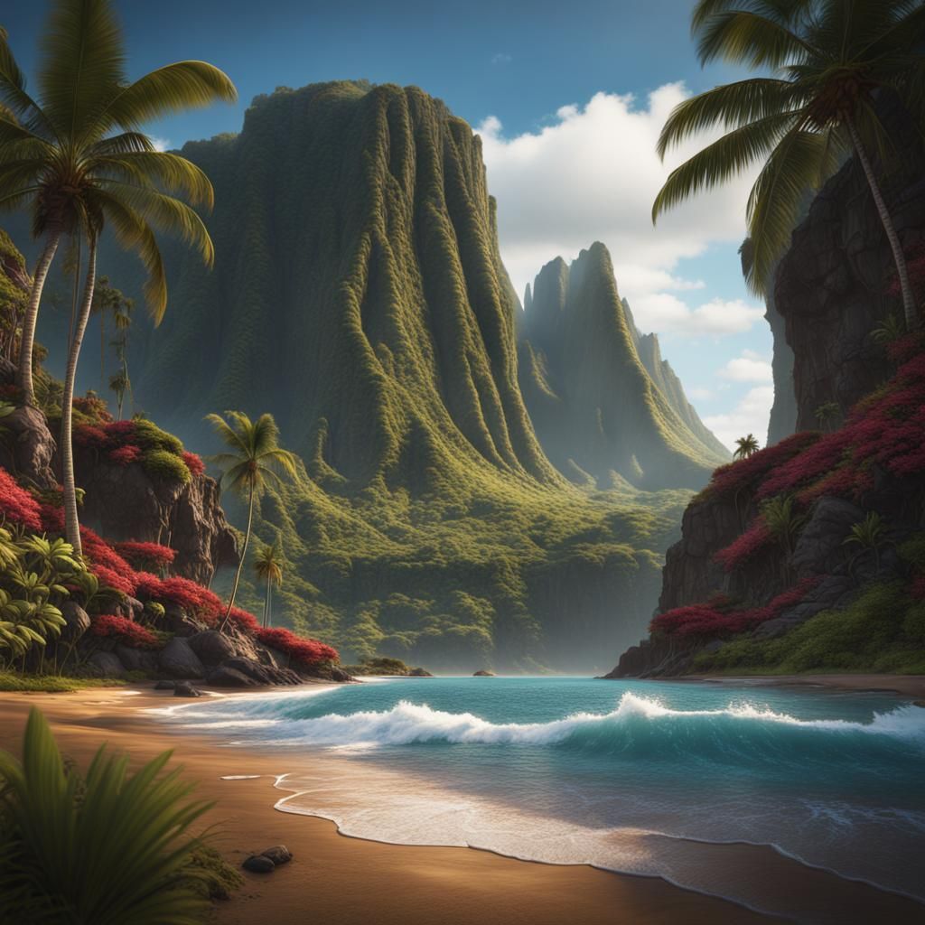 Detailed Matte Painting of Hawaii in 8K