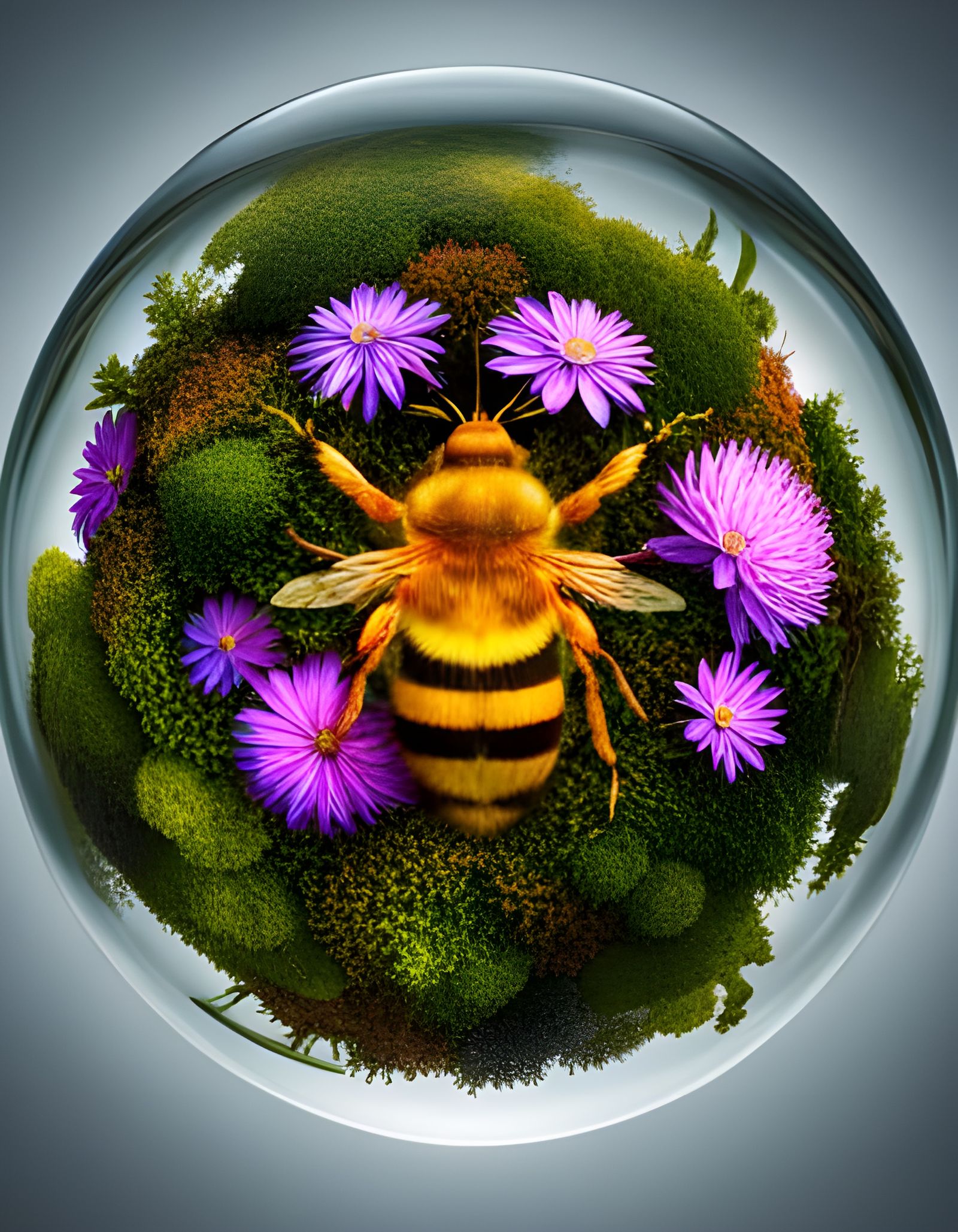 Honey Bee Home in Glass Ball: Digital Matte Painting