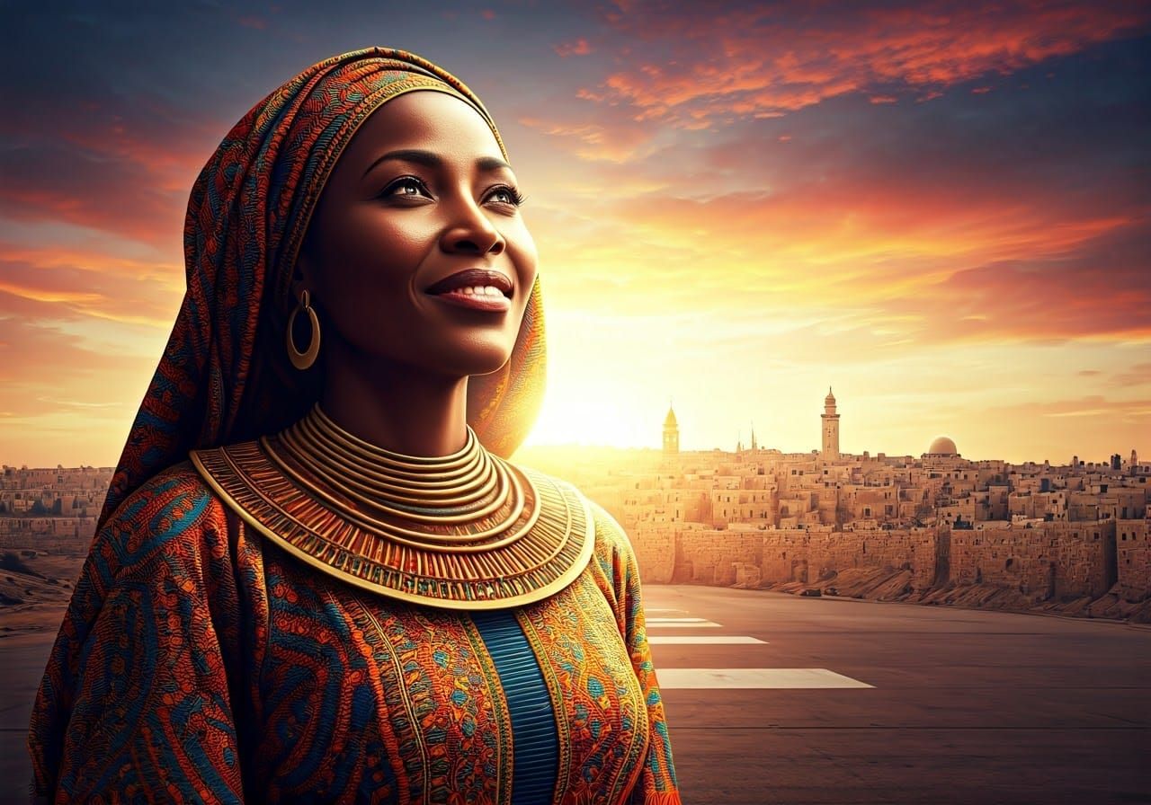 Radiant African Woman in Bethlehem: Splash Art