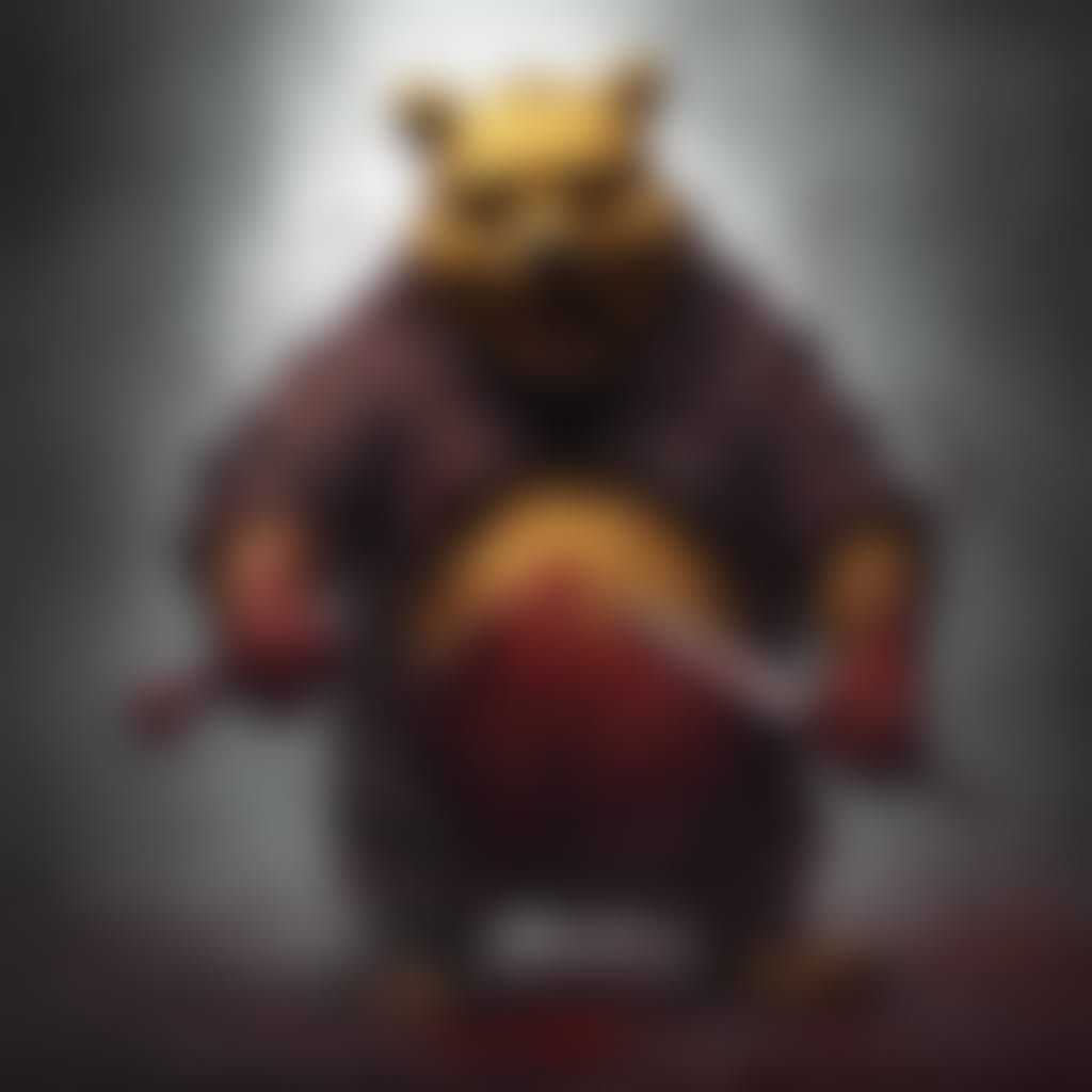 Horror Winnie the Pooh with Bloody Knife