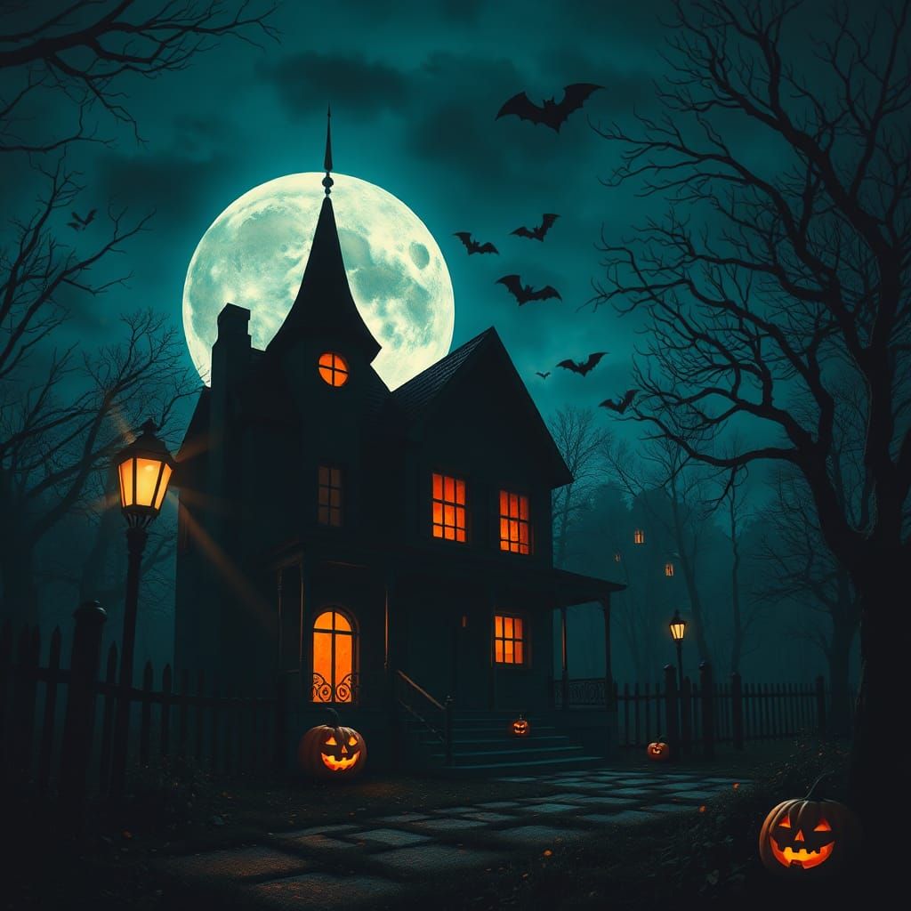 Eerie Halloween Night Scene