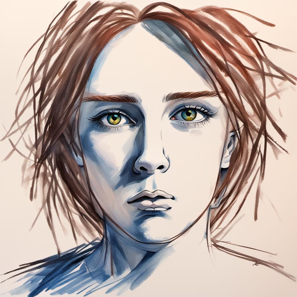 Hyperrealistic Redhead Portrait with Provocative Stare