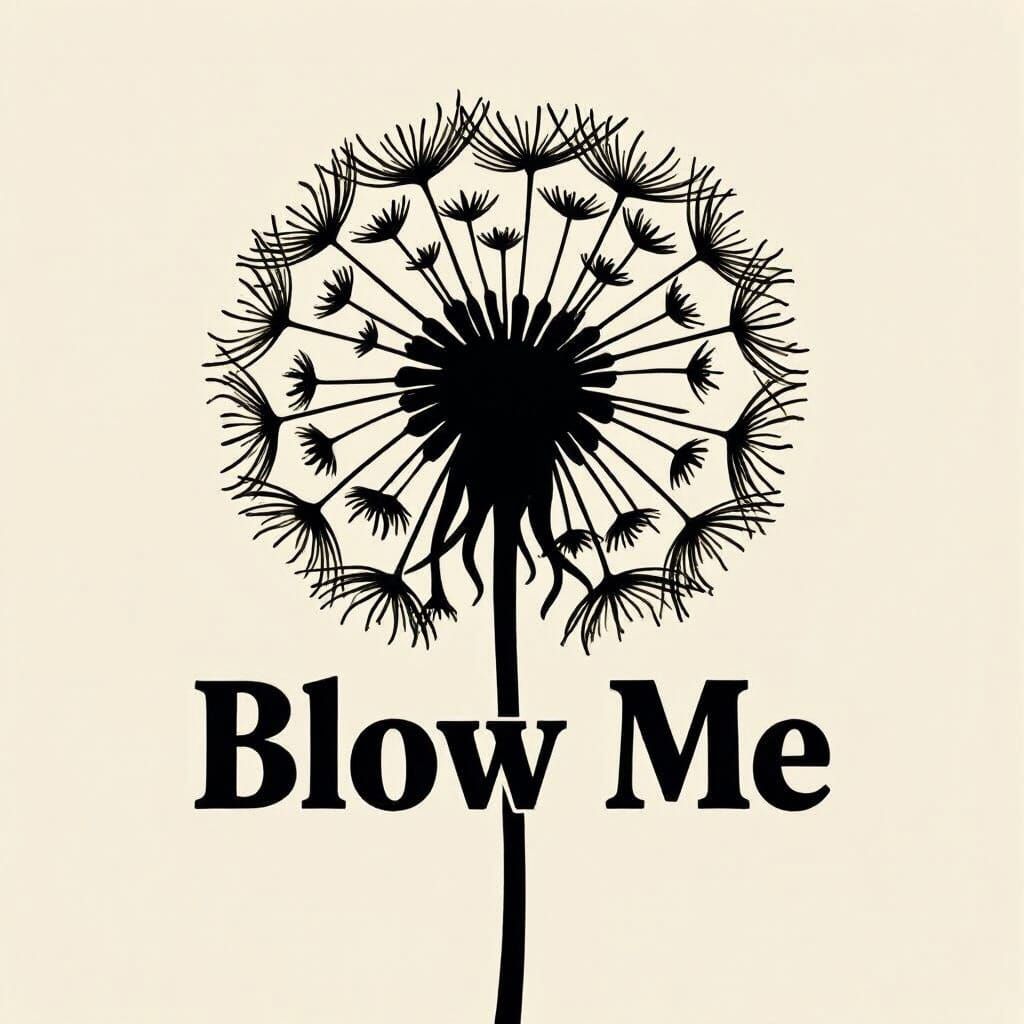Dandelion Silhouette with 'BLOW ME' Text Vector Graphic
