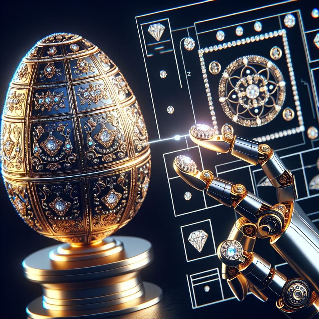Robotic Faberge Egg in Opulent Russian Style