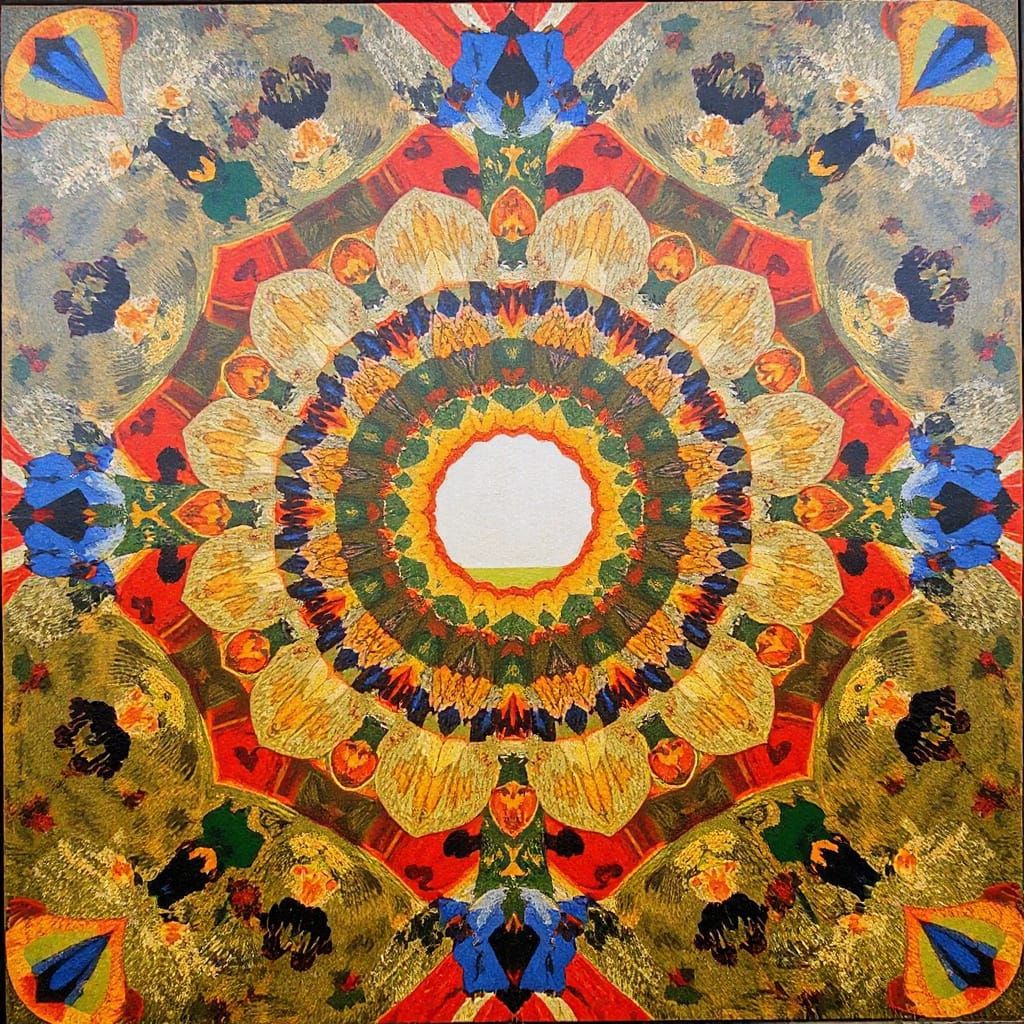 Kaleidoscopic Art Inspired by Rauschenberg and van Eyck