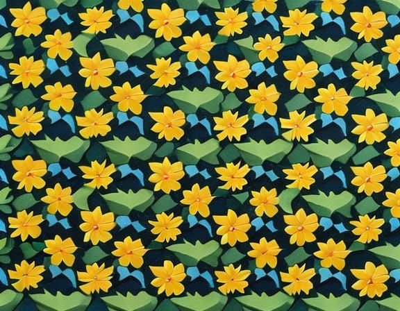 Seamless Floral Tessellations in Yellow