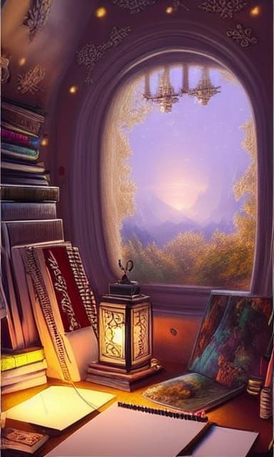 Inviting Art Studio in Matte Painting Style