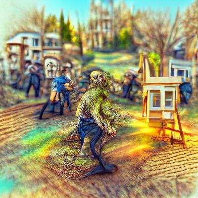 Zombie Storybook Illustration in Van Gogh Style