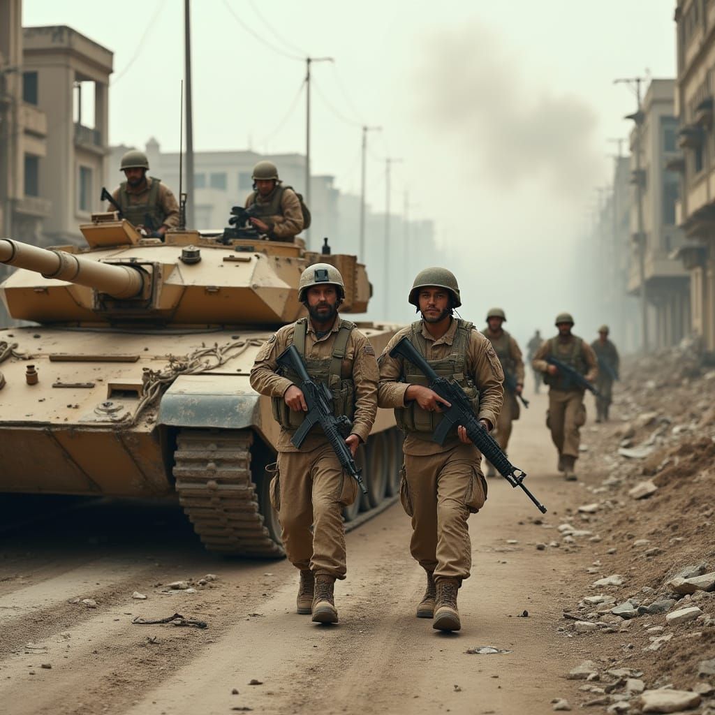 Veterans on Rubble Street in War-Torn Iraq