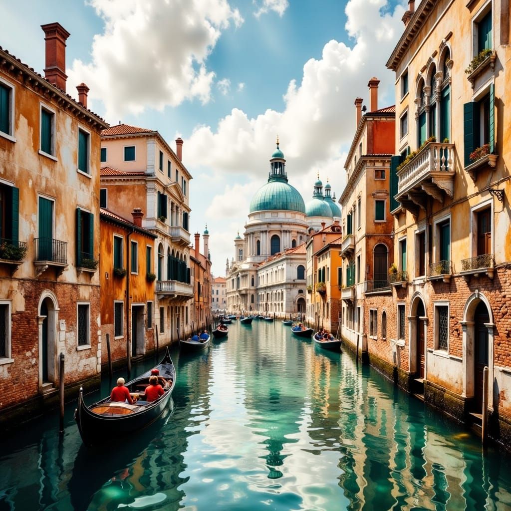 Venice Gondola Ride in Impressionist Style