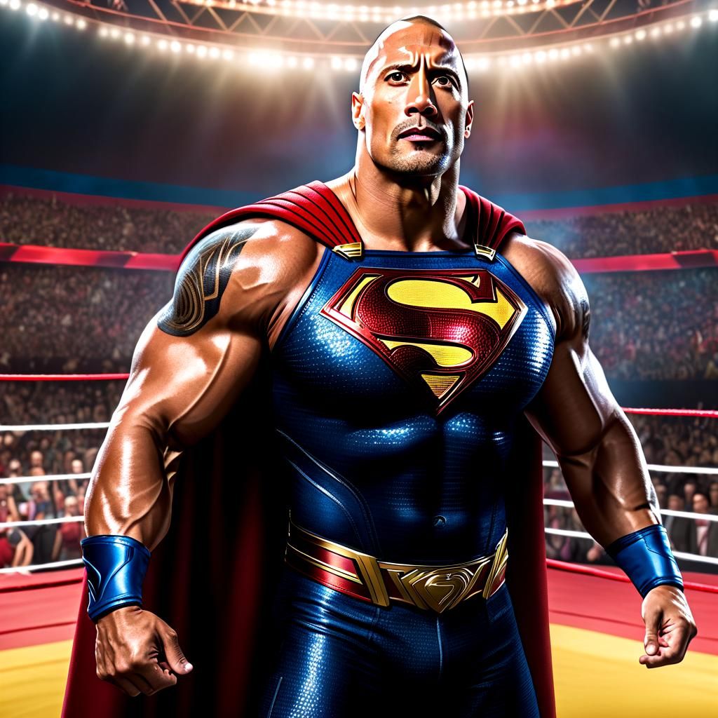 Dwayne Johnson as Superman in Wrestling Ring