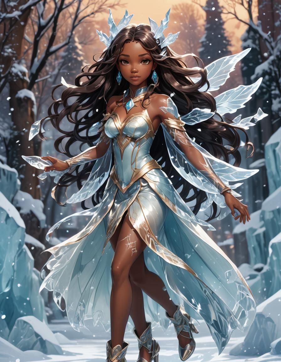 Ice Fairy Portrait in Anime Style