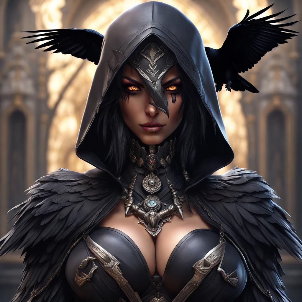 Anthropomorphic Crow Assassin in Anime Style