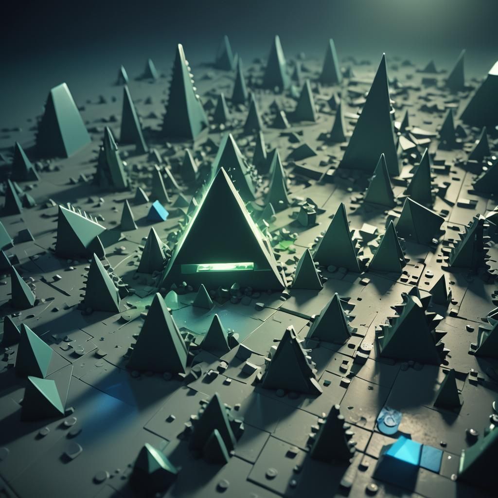 Ominous Interlocking Spiked Shapes in Dark Fantasy Style