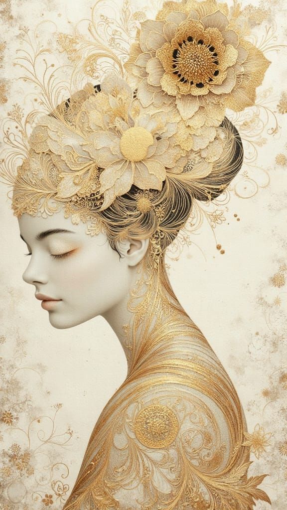 Elegant Silhouette in Ancient Gold