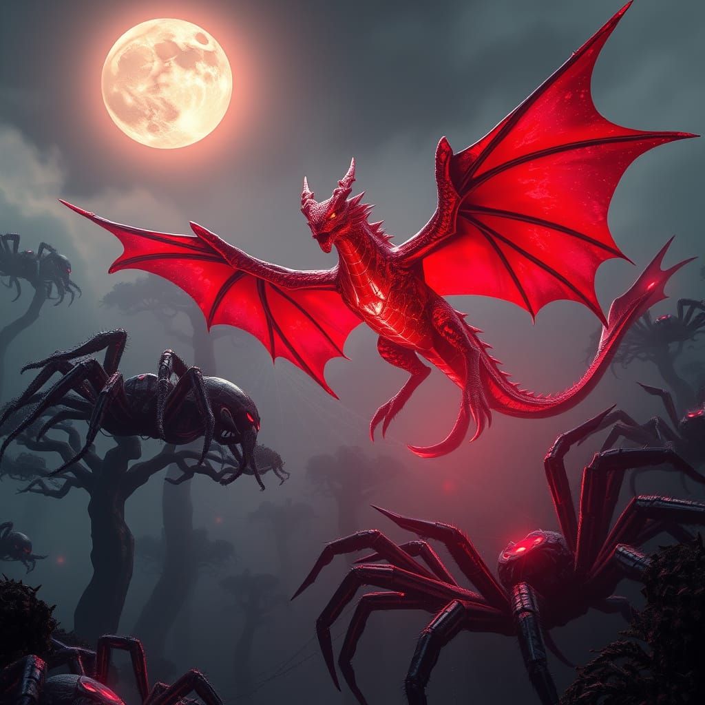 Blood-Red Ruby Dragon Soars Above Primeval Forest in Unreal ...