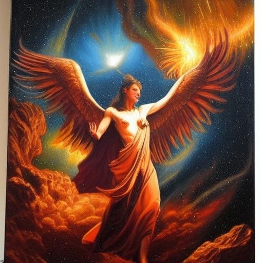 Phoenix Creation: A Universe Emerges in Oil Paint