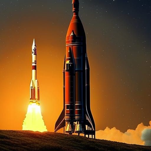 Rocket Launch in Space: Dramatic Digital Art