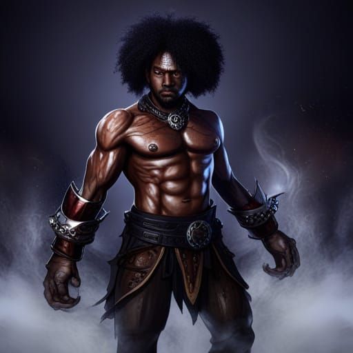 Black Demon with Chains in Anime Style