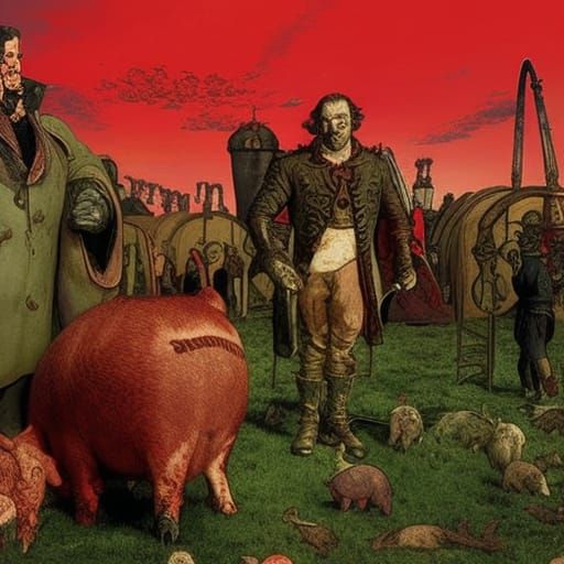 Vampire Market: Naive Art Pigs in Zombiecore Style