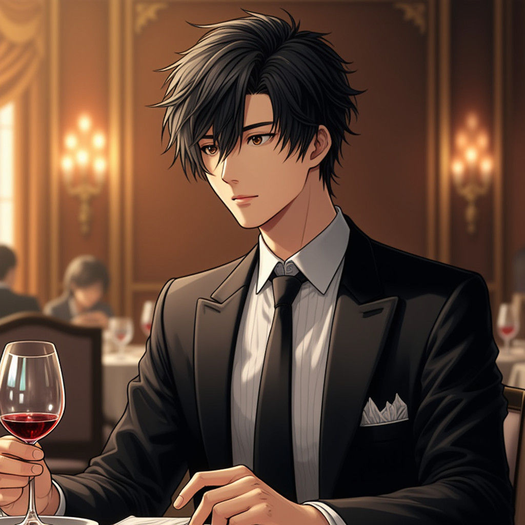 Ryouma Echizen at Dinner Party in Hyperrealistic Anime Style