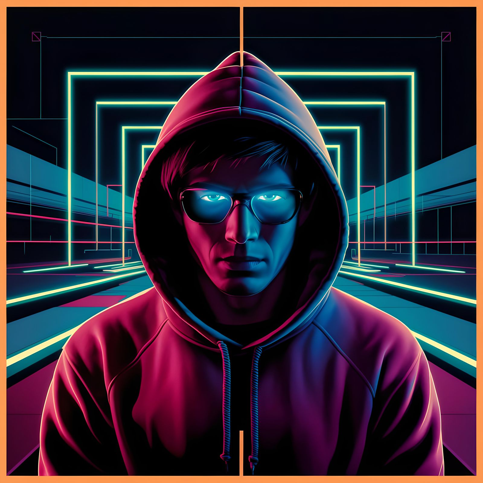 Edgy Hacker Avatar in Bauhaus Style