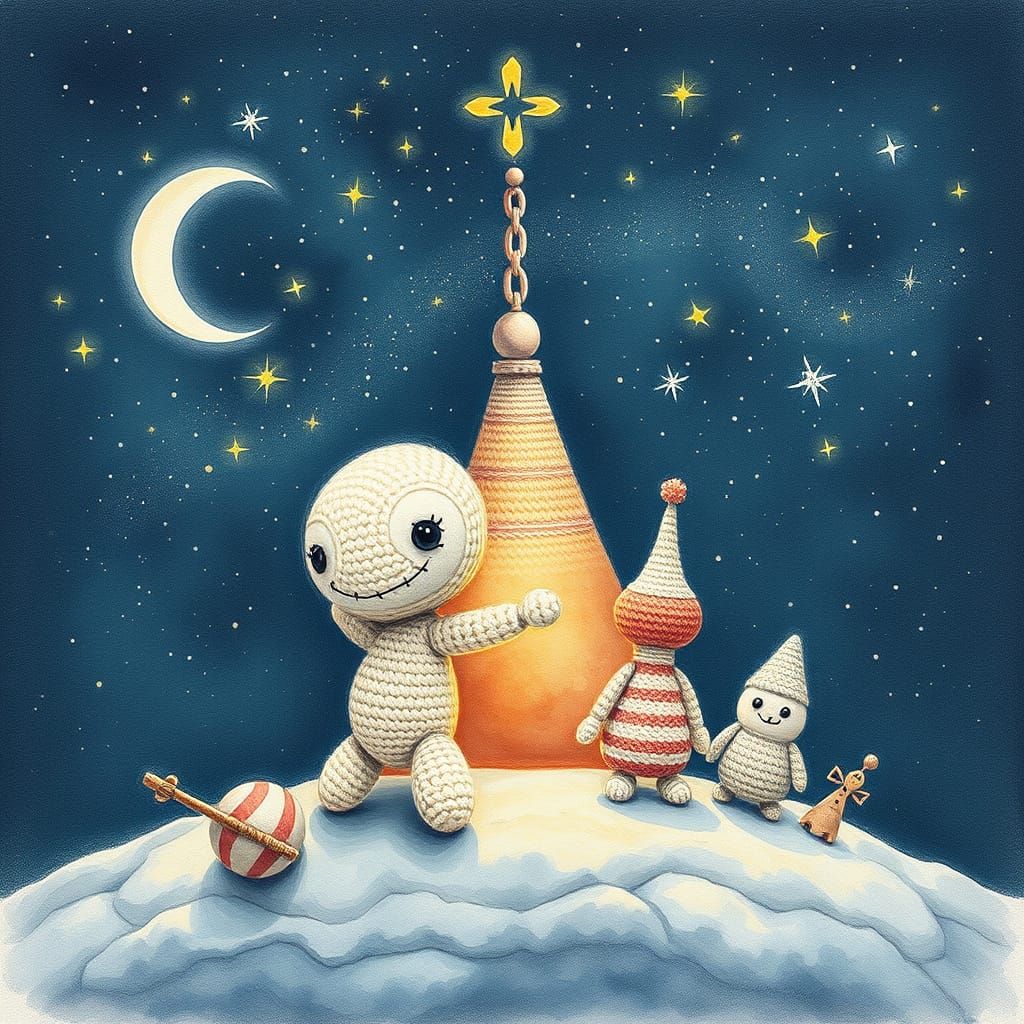 Amigurumi Creature in Watercolor, Tove Jansson Style