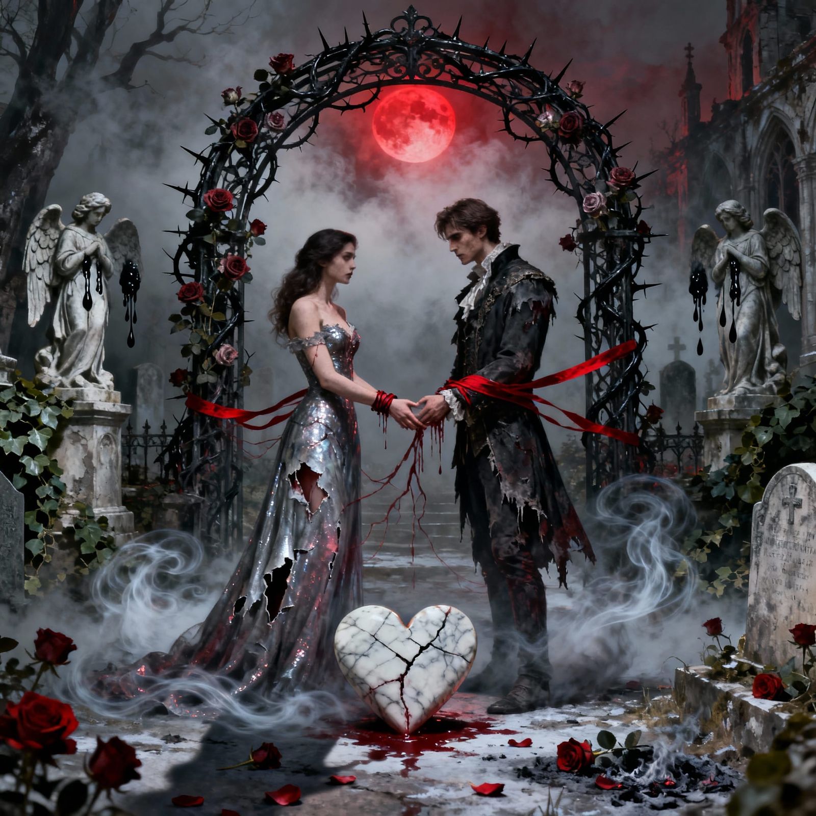 A dark fantasy gothic depiction of “The Valentine’s Curse,” ...