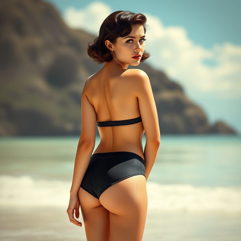 1950s Pin-Up in Neoclassical Holographic Style