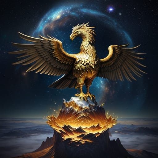 Majestic Griffin on Starlight Island in Cosmic Expanse