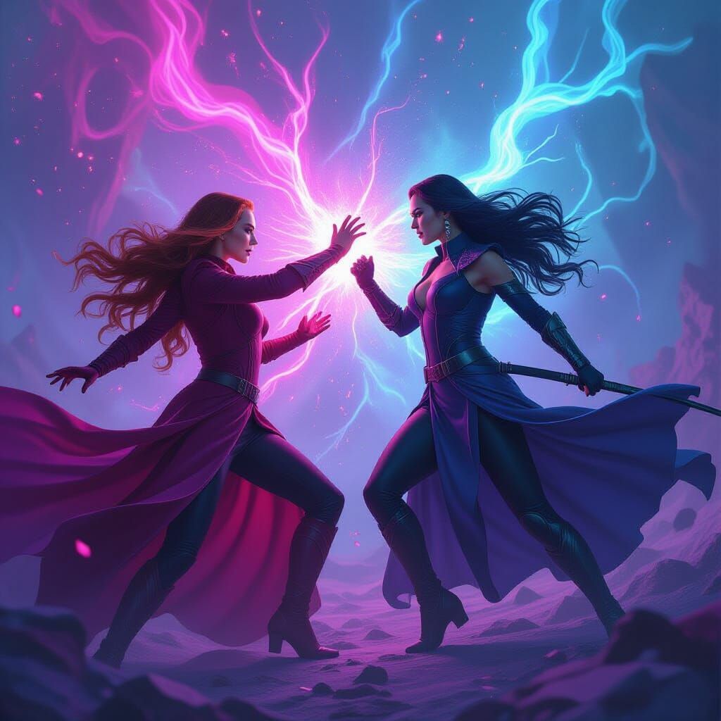 Scarlet Witch and Psylocke Team Up in Digital Painting