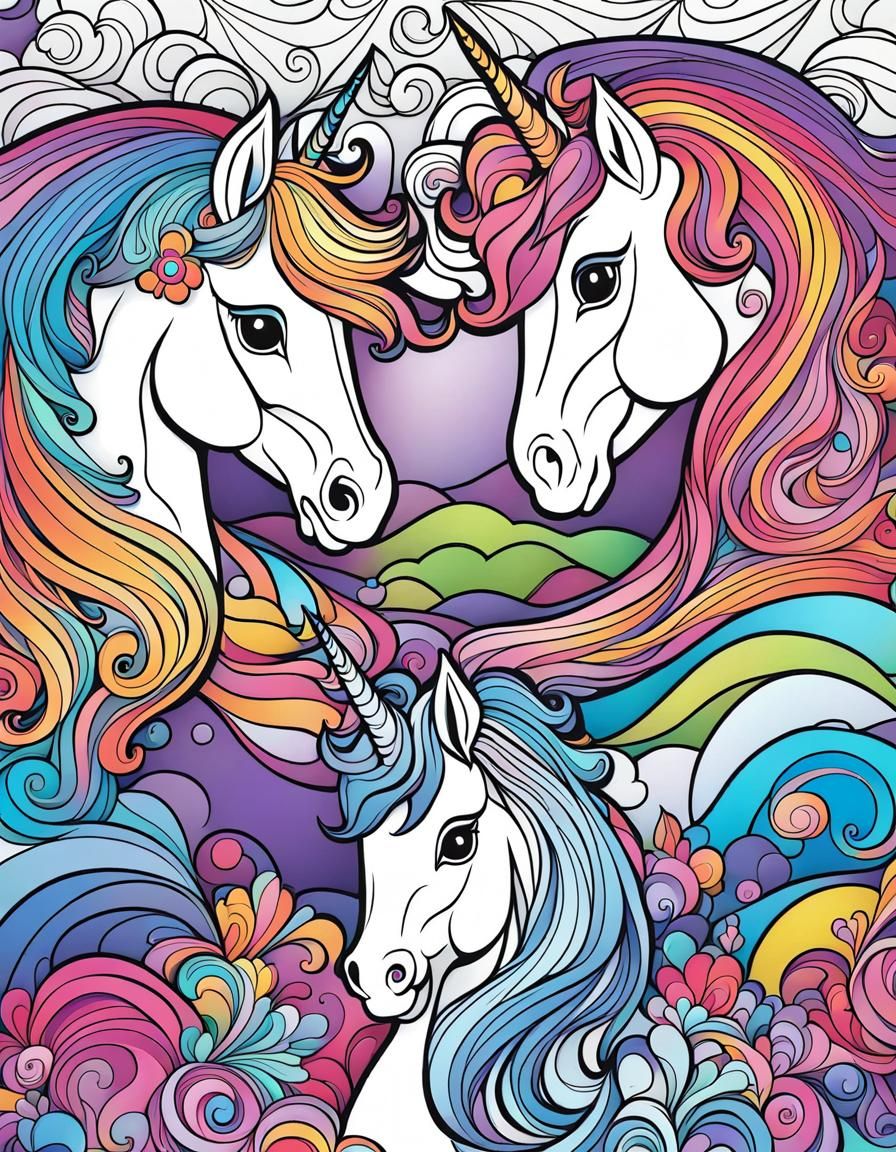 Pegasus and Unicorns Coloring Book page 10