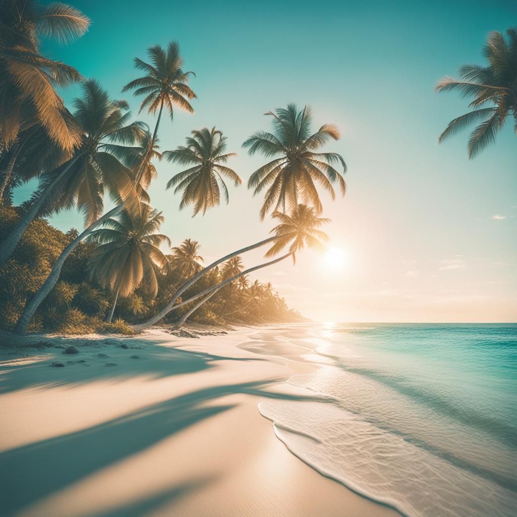 Ethereal Paradise Landscape at Golden Hour