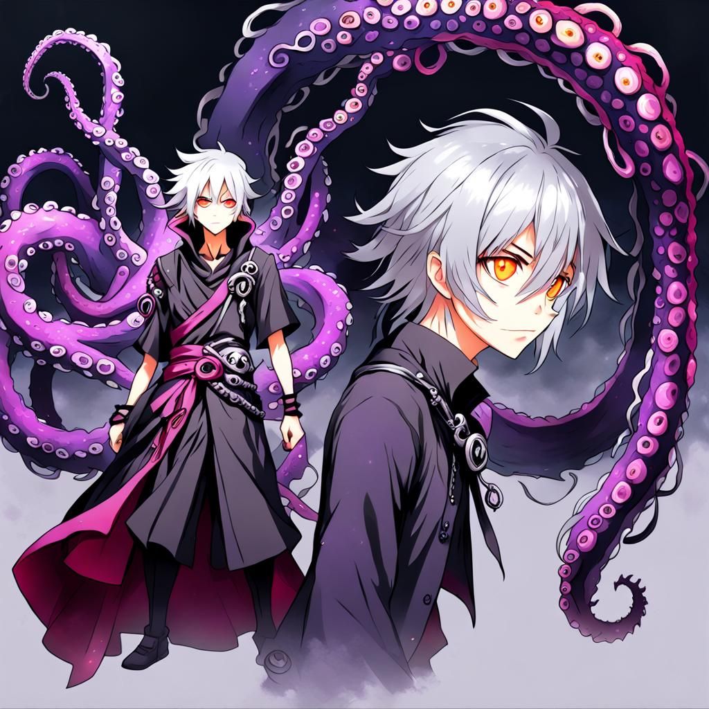 Anime Sorcerer with Tentacles and Heterochromia