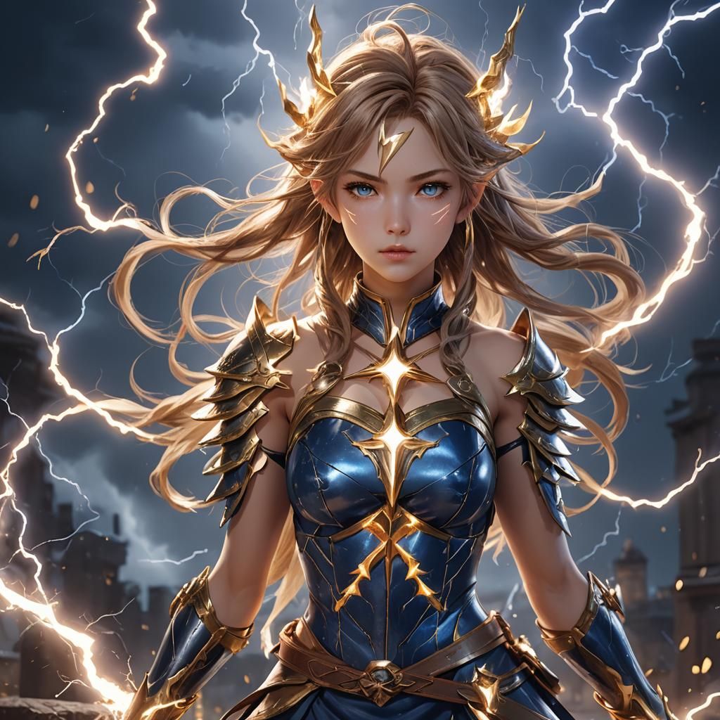 Anime Goddess of Lightning in 3D Art