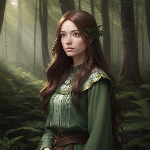 Ethereal Forest Spirit Portrait in Dappled Sunlight