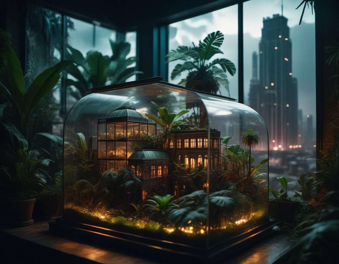 Tropical Oasis in Dystopian City Terrarium