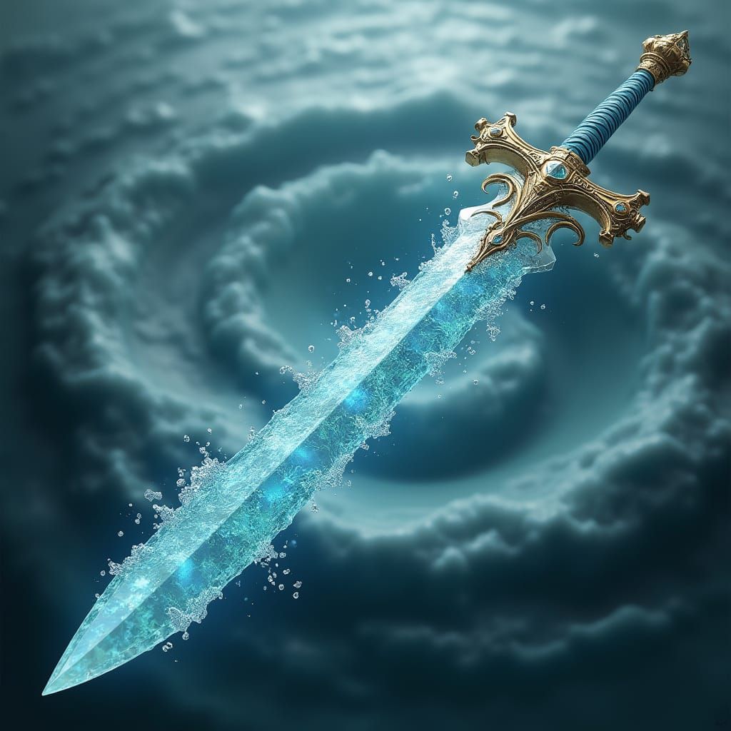 Ethereal Crystal Sword Suspended in Time