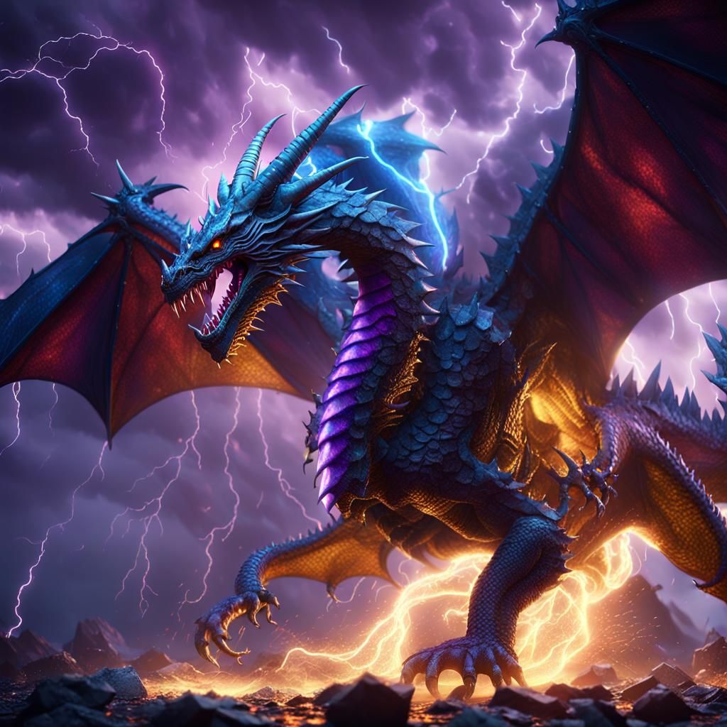 Majestic Dragon Emerges in Stormy Realm