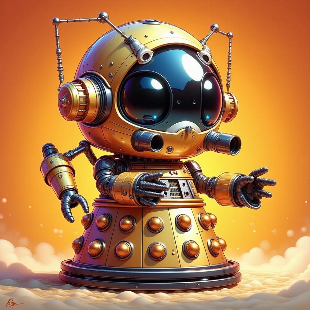 Adorable Baby Dalek Concept Art in Pixar Style