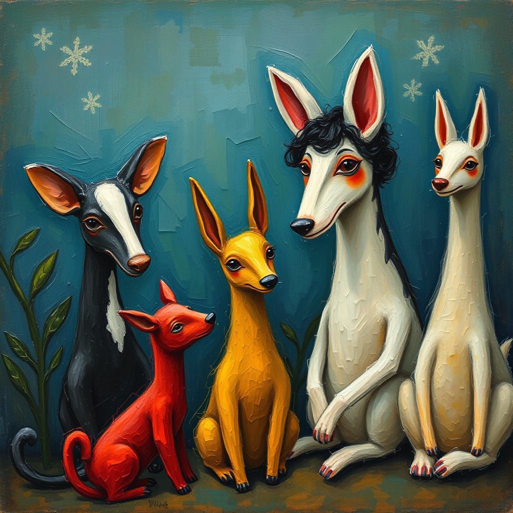 Nostalgic Felted Figures in Fauvist Style