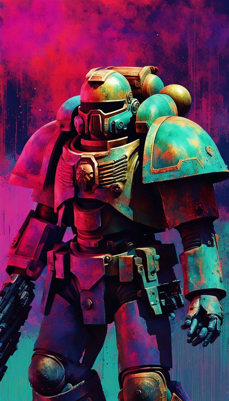Glitch Art Space Marine: Digital Abstract Rendering