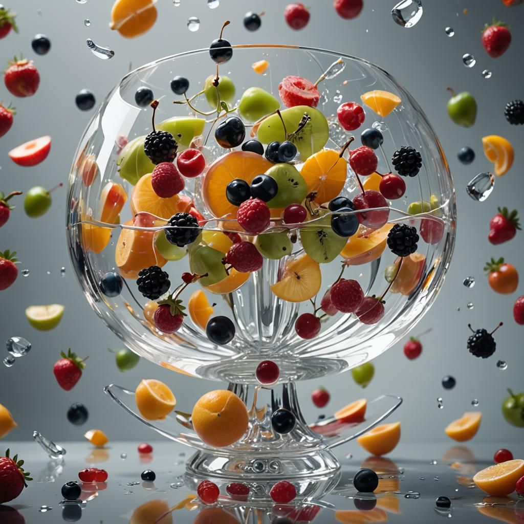 Glass Fruit Salad Concept Art in 8k