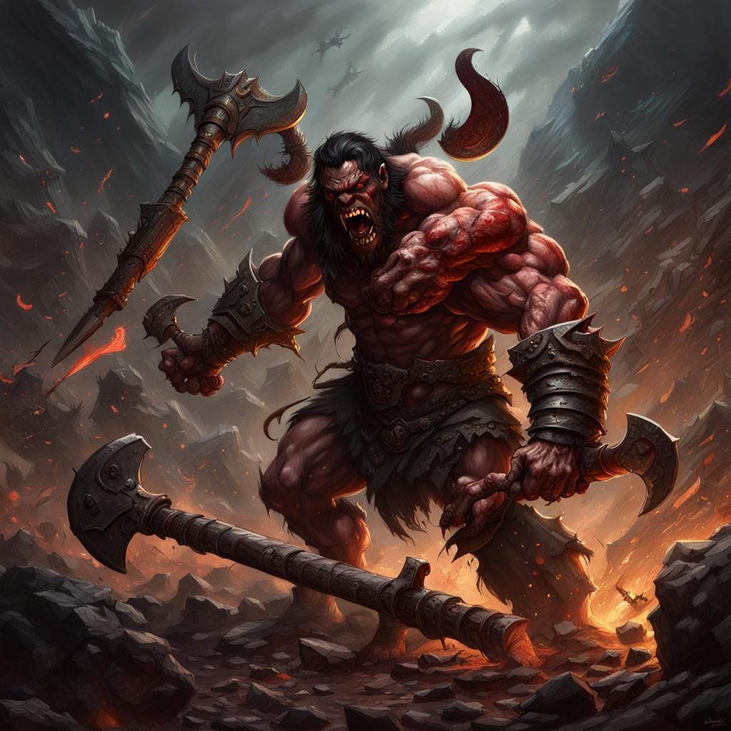 Barbarian vs. Demon: Dark Fantasy Battle