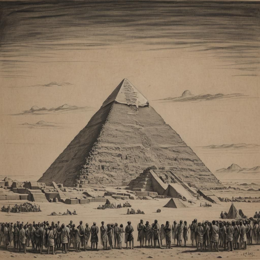 Egyptian Pyramid in Charcoal Drawing Style