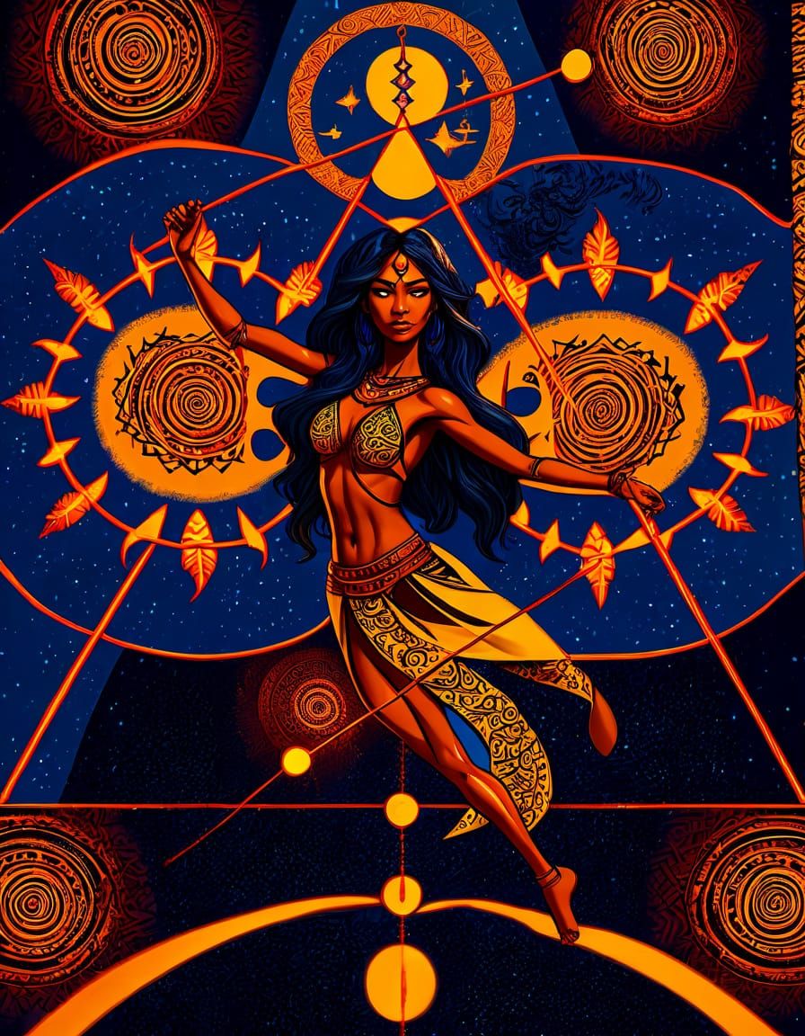 Goddess of Fire Dancing in Vibrant Fantasy Art