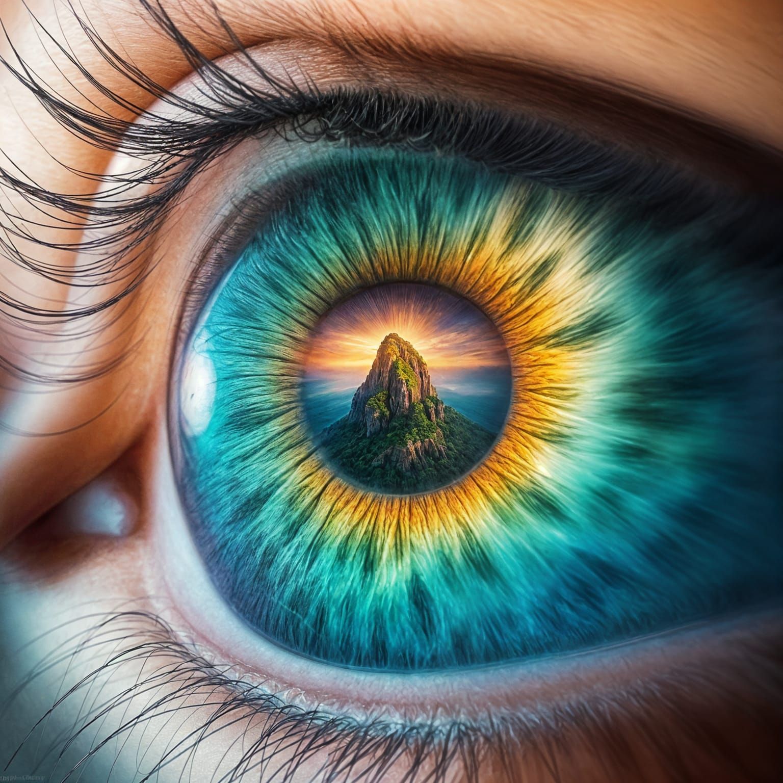 Surreal Eye Window to Brazilian Paradise in Hyper-Realistic...