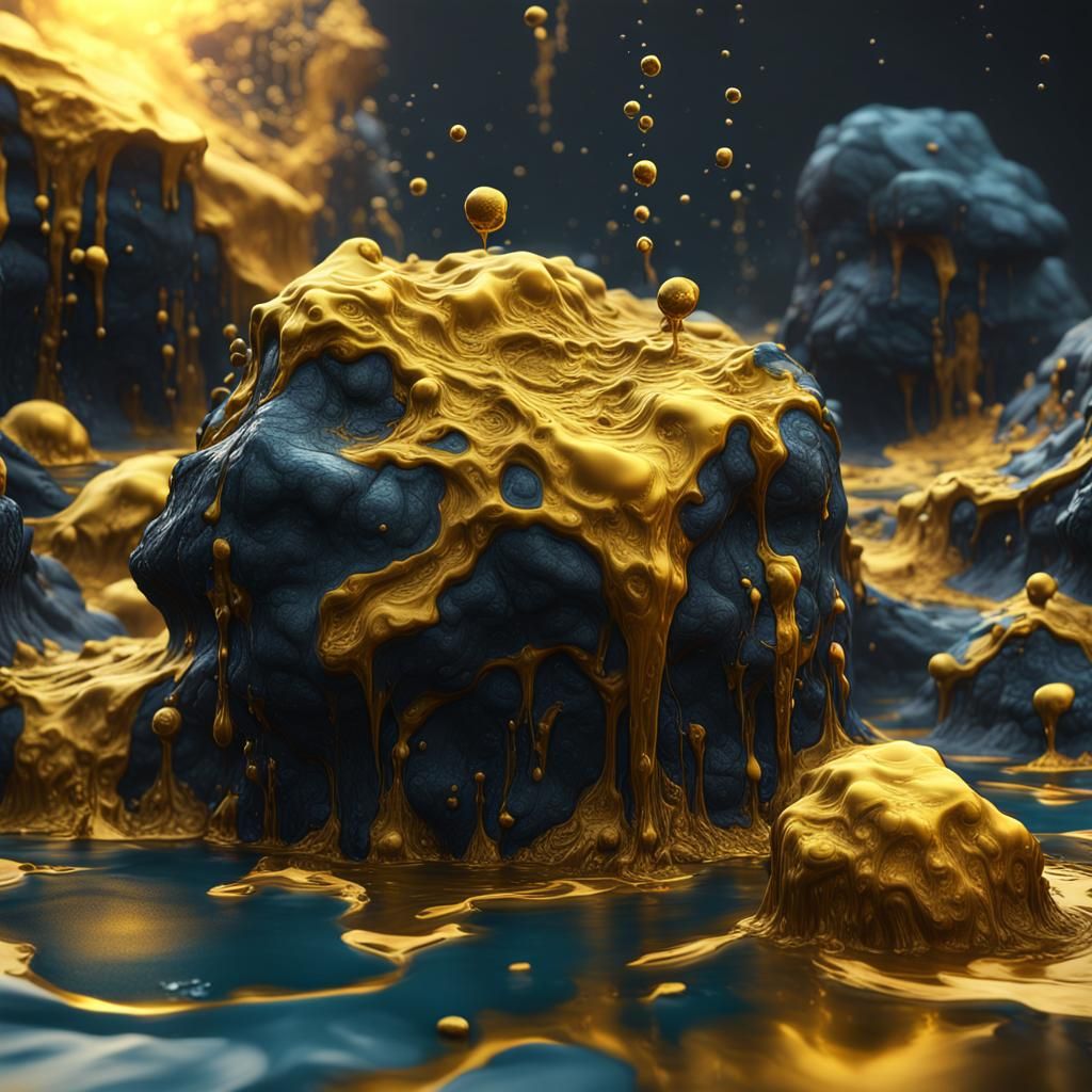Fantastical Liquid Gold Ooze in Deep Color