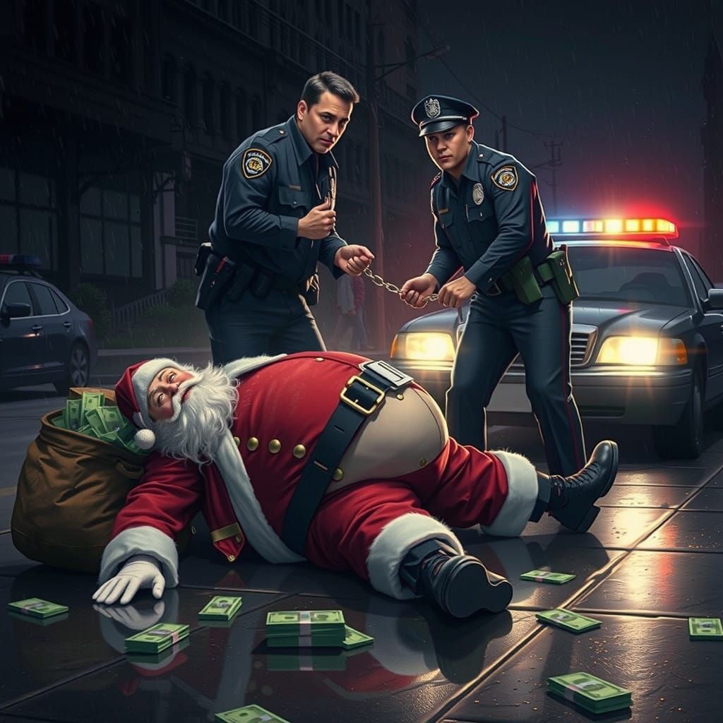 Bewildered Santa Claus Arrested on Christmas Eve